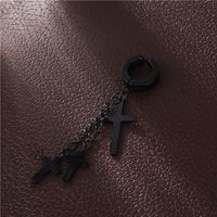 Fashion Cross Titanium Steel Plating Drop Earrings 1 Piece main image 2