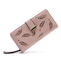 Women's Leaves Solid Color Pu Leather Hollow Zipper Buckle Wallets main image 4