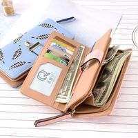 Women's Leaves Solid Color Pu Leather Hollow Zipper Buckle Wallets main image 2