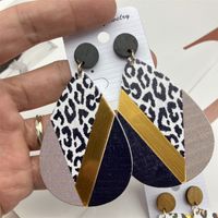 1 Pair Ethnic Style Geometric Water Droplets Leopard Stoving Varnish Wood Drop Earrings sku image 1