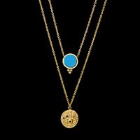 Retro Devil's Eye Stainless Steel Inlay Turquoise Zircon Necklace main image 4