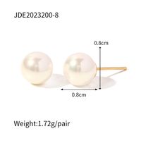Elegant Round Stainless Steel Inlay Pearl Ear Studs 1 Pair sku image 1