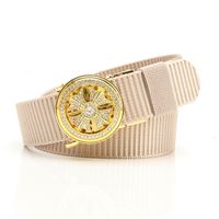 Simple Style Stripe Solid Color Alloy Canvas Inlay Rhinestones Men's Woven Belts 1 Piece sku image 7