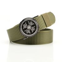 Simple Style Stripe Solid Color Alloy Canvas Inlay Rhinestones Men's Woven Belts 1 Piece sku image 11