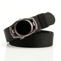 Simple Style Stripe Solid Color Alloy Canvas Inlay Rhinestones Men's Woven Belts 1 Piece sku image 29
