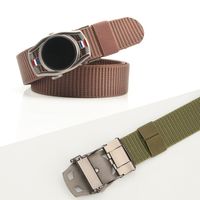 Simple Style Stripe Solid Color Alloy Canvas Inlay Rhinestones Men's Woven Belts 1 Piece main image 3