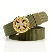 Simple Style Stripe Solid Color Alloy Canvas Inlay Rhinestones Men's Woven Belts 1 Piece sku image 26