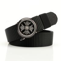 Simple Style Stripe Solid Color Alloy Canvas Inlay Rhinestones Men's Woven Belts 1 Piece sku image 8