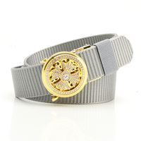 Simple Style Stripe Solid Color Alloy Canvas Inlay Rhinestones Men's Woven Belts 1 Piece sku image 2