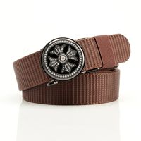 Simple Style Stripe Solid Color Alloy Canvas Inlay Rhinestones Men's Woven Belts 1 Piece sku image 12