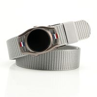Simple Style Stripe Solid Color Alloy Canvas Inlay Rhinestones Men's Woven Belts 1 Piece sku image 30