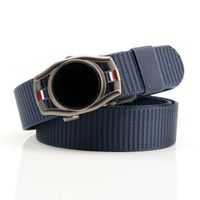 Simple Style Stripe Solid Color Alloy Canvas Inlay Rhinestones Men's Woven Belts 1 Piece sku image 34