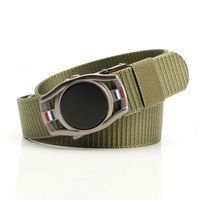 Simple Style Stripe Solid Color Alloy Canvas Inlay Rhinestones Men's Woven Belts 1 Piece sku image 32