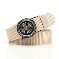 Simple Style Stripe Solid Color Alloy Canvas Inlay Rhinestones Men's Woven Belts 1 Piece sku image 14