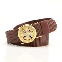 Simple Style Stripe Solid Color Alloy Canvas Inlay Rhinestones Men's Woven Belts 1 Piece sku image 5