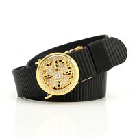 Simple Style Stripe Solid Color Alloy Canvas Inlay Rhinestones Men's Woven Belts 1 Piece sku image 1