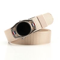 Simple Style Stripe Solid Color Alloy Canvas Inlay Rhinestones Men's Woven Belts 1 Piece sku image 35