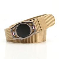 Simple Style Stripe Solid Color Alloy Canvas Inlay Rhinestones Men's Woven Belts 1 Piece sku image 31