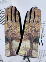 Women's Fashion Oil Painting Faux Suede Gloves 1 Pair sku image 3