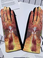 Women's Fashion Oil Painting Faux Suede Gloves 1 Pair sku image 6