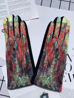 Women's Fashion Oil Painting Faux Suede Gloves 1 Pair sku image 2