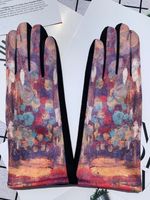Women's Fashion Oil Painting Faux Suede Gloves 1 Pair sku image 4