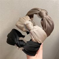 Vintage Style Solid Color Knot Cloth Rhinestone Hair Band 1 Piece main image 1