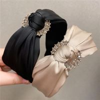 Vintage Style Solid Color Knot Cloth Rhinestone Hair Band 1 Piece main image 5