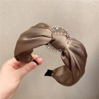 Vintage Style Solid Color Knot Cloth Rhinestone Hair Band 1 Piece sku image 3