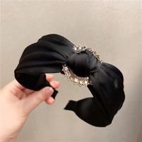 Vintage Style Solid Color Knot Cloth Rhinestone Hair Band 1 Piece sku image 1