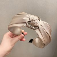 Vintage Style Solid Color Knot Cloth Rhinestone Hair Band 1 Piece sku image 2