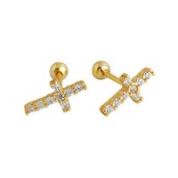Simple Style Cross Sterling Silver Inlay Zircon Ear Studs 1 Pair main image 3