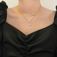 Fashion Geometric Stainless Steel Inlay Zircon Layered Necklaces 1 Piece main image 4