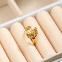 Simple Style Leaves Snake Titanium Steel Plating Open Ring 1 Piece sku image 37