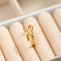 Simple Style Leaves Snake Titanium Steel Plating Open Ring 1 Piece sku image 20