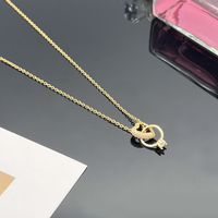 Fashion Heart Shape Titanium Steel Gold Plated Zircon Pendant Necklace 1 Piece main image 5