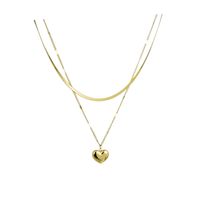 Fashion Heart Shape Titanium Steel Plating Layered Necklaces main image 4
