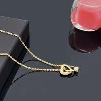 Fashion Heart Shape Titanium Steel Gold Plated Zircon Pendant Necklace 1 Piece main image 4