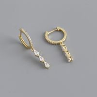 Fashion Water Droplets Sterling Silver Inlay Zircon Dangling Earrings 1 Pair sku image 2