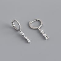 Fashion Water Droplets Sterling Silver Inlay Zircon Dangling Earrings 1 Pair sku image 1