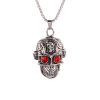 Wholesale Jewelry Fashion Skull 201 Stainless Steel Zinc Alloy Rhinestone Inlay Pendant Necklace main image 3