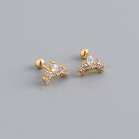 Fashion Crown Sterling Silver Inlay Zircon Ear Studs 1 Pair sku image 1