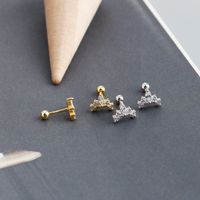 Fashion Crown Sterling Silver Inlay Zircon Ear Studs 1 Pair main image 3
