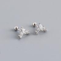 Fashion Crown Sterling Silver Inlay Zircon Ear Studs 1 Pair sku image 2