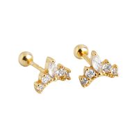 Fashion Crown Sterling Silver Inlay Zircon Ear Studs 1 Pair main image 2