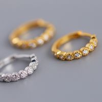 Fashion Geometric Sterling Silver Inlay Zircon Earrings 1 Pair main image 2