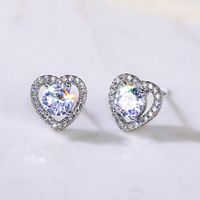 Simple Style Flower Copper Inlay Zircon Ear Studs 1 Pair sku image 2