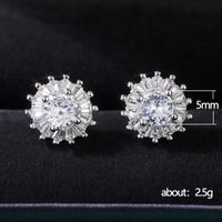 Simple Style Flower Copper Inlay Zircon Ear Studs 1 Pair main image 4
