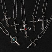 Wholesale Jewelry Fashion Cross 201 Stainless Steel Zinc Alloy Rhinestones Inlay Pendant Necklace main image 3