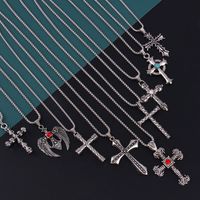 Wholesale Jewelry Fashion Cross 201 Stainless Steel Zinc Alloy Rhinestones Inlay Pendant Necklace main image 1